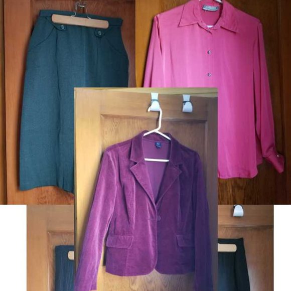 Vintage 50s/earlier, button accent pockets, back slit, A-line skirt, St. Michael - Picture 6 of 6